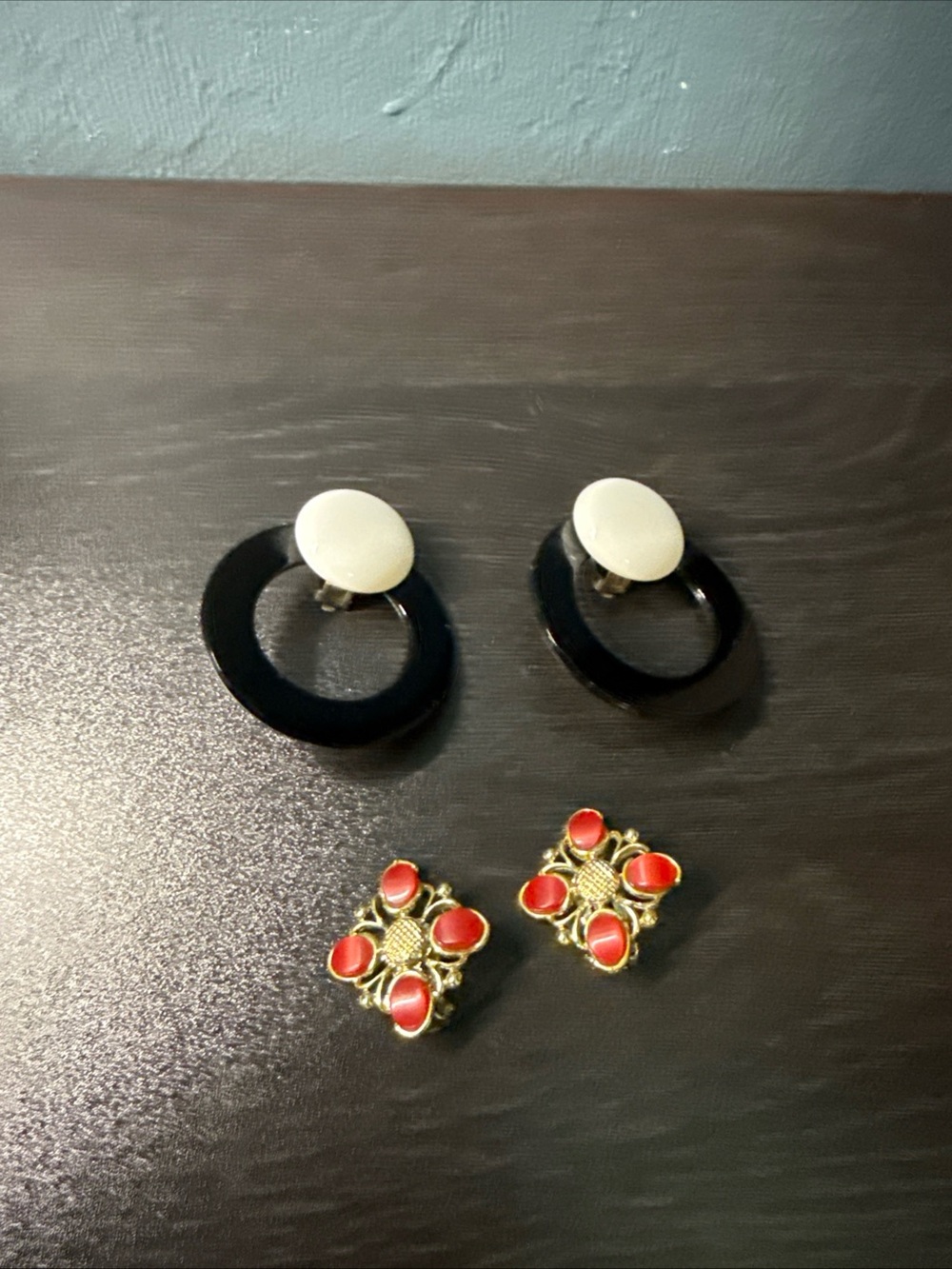 Classic Clip-On Earring Set in Black, White & Red